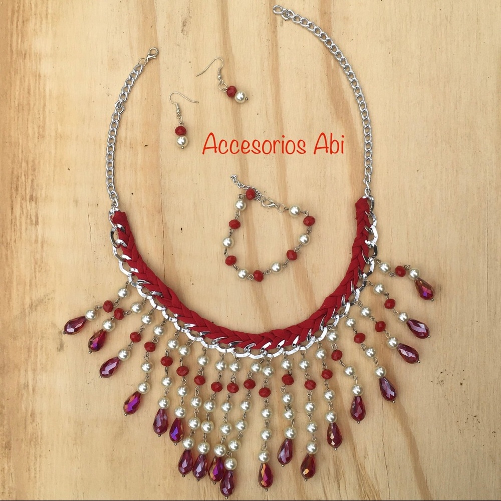 Handmade Set with necklace, bracelet, & earrings
